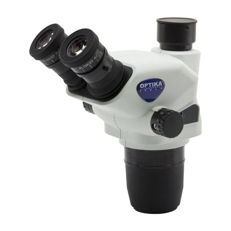 Lupa Estereoscópica Trinocular Zoom 7X 45X, Iluminación Halógena Incidente y Transmitida. Modelo SZM-X. Marca: OPTIKA