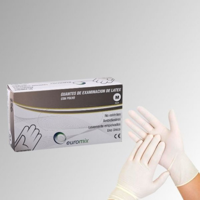 Guantes de Latex x100 Unid. Marca:  EUROMIX. PM
