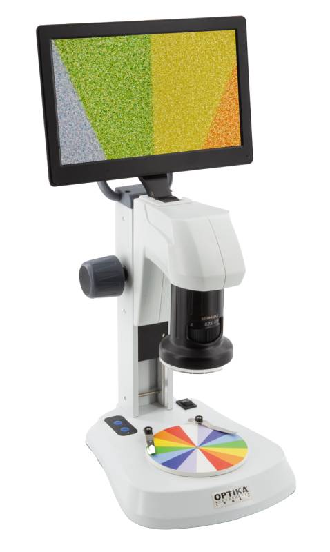 Lupa Digital con Zoom SFX con Monitor de 9, 8x 54x, Luz Incidente y Transmitida LED. Modelo SFX-85V. Marca: OPTIKA