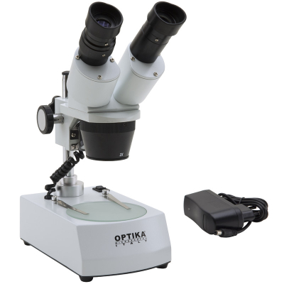 Lupa Estereoscópica Binocular, Iluminación Incidente y Transmitida Led. Modelo ST-30-2-D. Marca: OPTIKA    