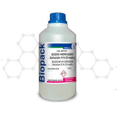 Sodio Hidróxido. Solución 5 N (5 mol/L) x 1000 ml. Marca BIOPACK