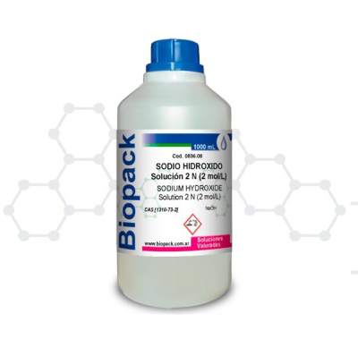 Sodio Hidróxido. Solución 2 N (2 mol/L) x 1000 ml. Marca BIOPACK