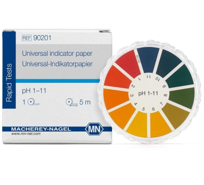 Papel Indicador de pH 1-11 en rollo de 5 Mm x 7 Mm. Marca: MACHEREY NAGEL