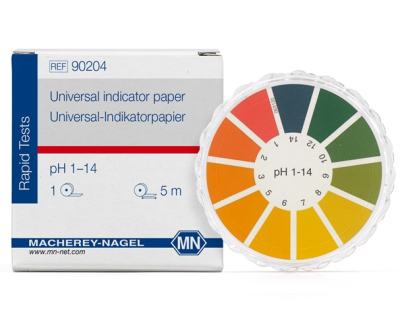 Papel Indicador de pH 1-14 en rollo de 5 Mm x 7 Mm. Marca: MACHEREY NAGEL