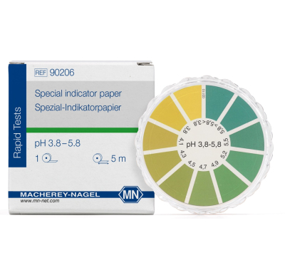Papel Indicador de pH 3,8 - 5,8 en rollo de 5 Mm x 7 Mm. Marca: MACHEREY NAGEL