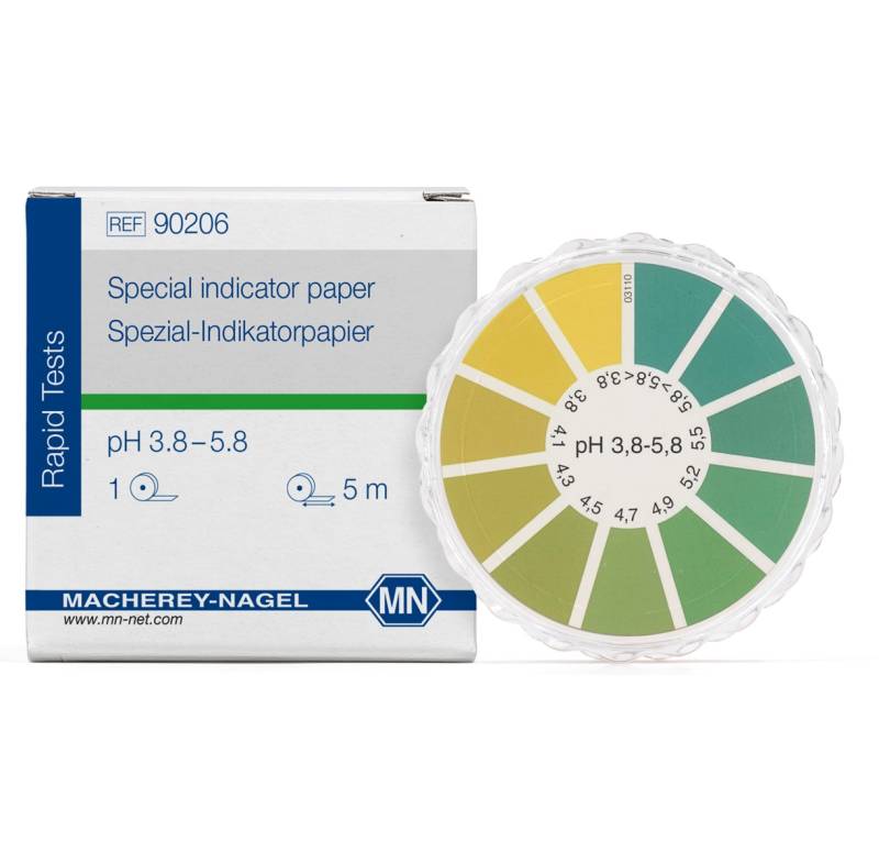 Papel Indicador de pH 3,8 - 5,8 en rollo de 5 Mm x 7 Mm. Marca: MACHEREY NAGEL