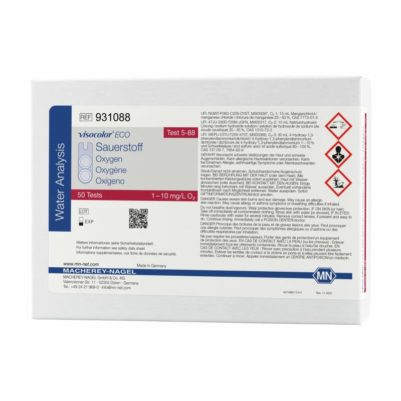 Kit de Prueba Colorimétrica VISOCOLOR ECO Oxígeno (931088). Marca: MACHEREY NAGEL