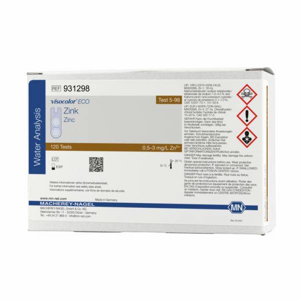 Kit de Prueba Colorimétrica VISOCOLOR ECO Zinc, Envase de Recarga (931298). Marca: MACHEREY NAGEL
