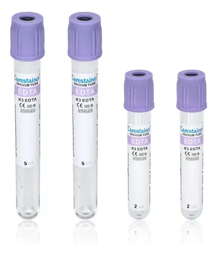 Tubo Carestainer Vacio PET 13x75 - 13x100 con EDTA K2 x 100 unid. (tapa violeta).