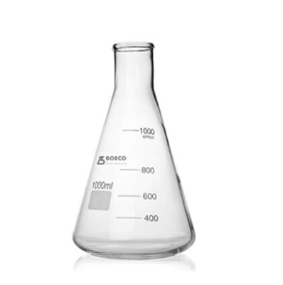 Erlenmeyer de vidrio de cuello estrecho. Marca Boeco