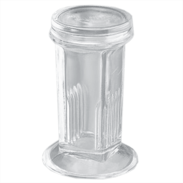 Vaso de Tinción tipo Koplin Vertical con Tapa, para 5 Portaobjetos. Marca: Everglass