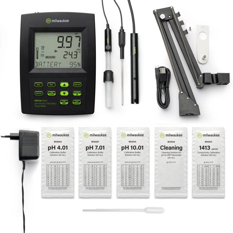 Medidor de Mesada PH/ CONDUCTIVIDAD / TDS / ORP / NaCl / TEMPERATURA. Modelo MW180.  Marca: MILWAUKEE