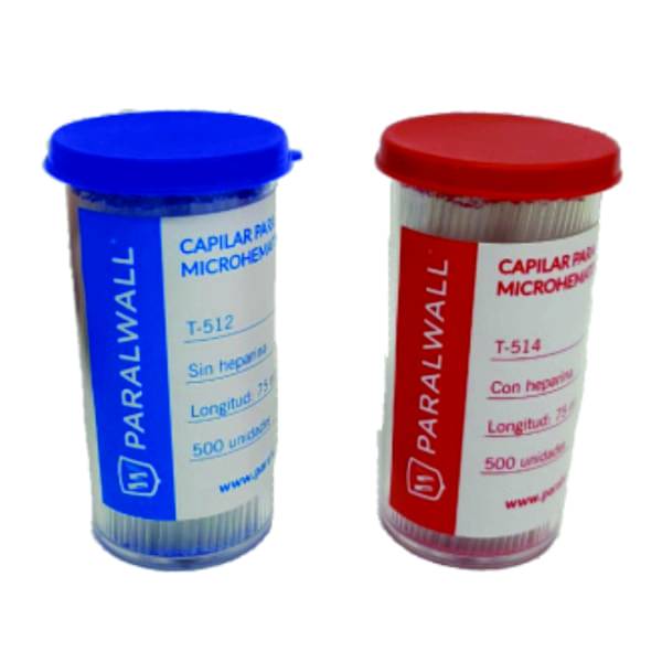Tubos microhematocrito con heparina (Rojo) x 500 unidades