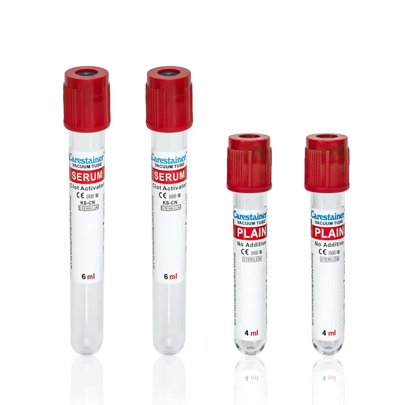 Tubo Carestainer Vacio PET 13x75 -13x100 - 16x100 con activador x 100 unid. (tapa roja)