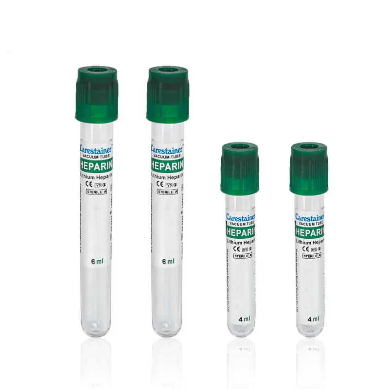 Tubo Carestainer Vacio PET 13x75 Con Heparina s/gel - c/gel 3 ml x 100 unid. (tapa verde)