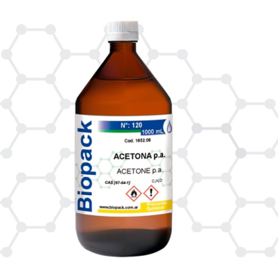 Acetona p.a. x 1000 Ml. Marca:  BIOPACK
