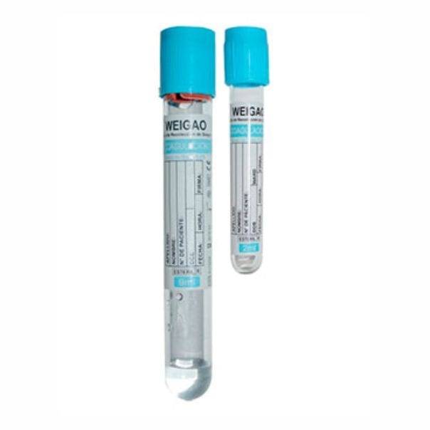Tubo de Coagulacion con Citrato de Sodio 3.20% 13x75mm x 4,5ml CELESTE x 100 unidades WEIGAO
