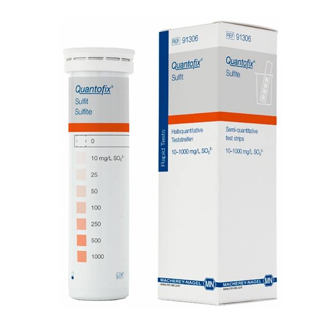 Tiras reactivas semicuantitativas para determinación de Sulfito x 100u. Quantofix. Marca Macherey-Nagel