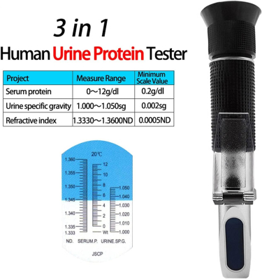 Refractómetro Digital, Probador de Proteínas de Orina Humana, refractómetro medidor 0-12G / DL proteína sérica 1.000-1.050 sg. Modelo BKN80007. Marca: BIOKAN